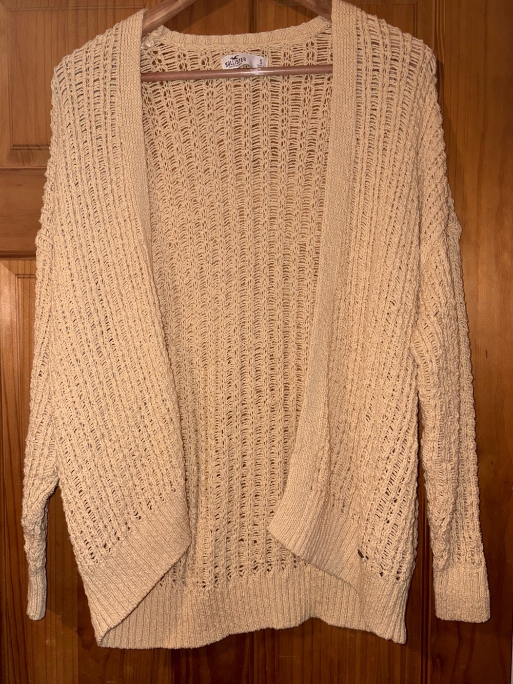 Hollister Cream Open Weave Cardigan